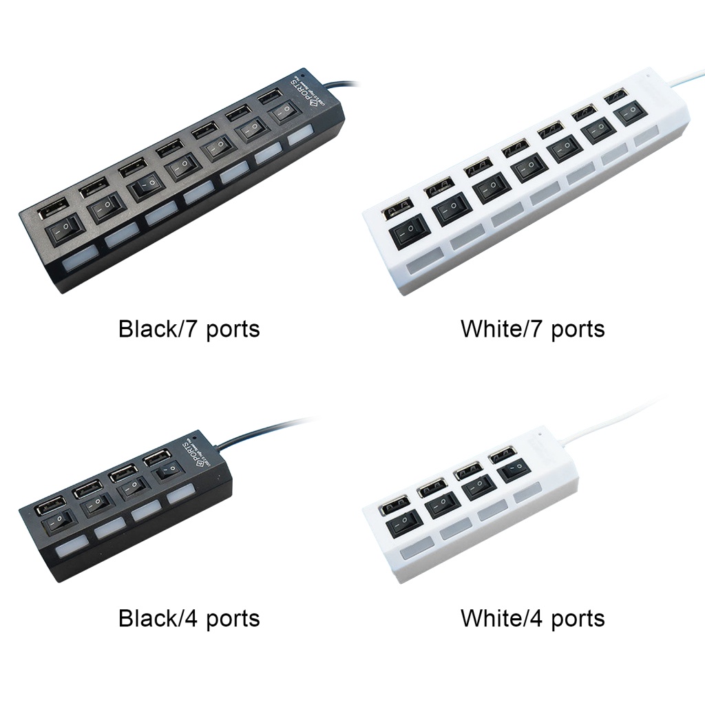 Hub Chia Nhiều Cổng USB 2.0 Tốc Độ Cao Màu Trắng Đen Dành Cho Máy Tính