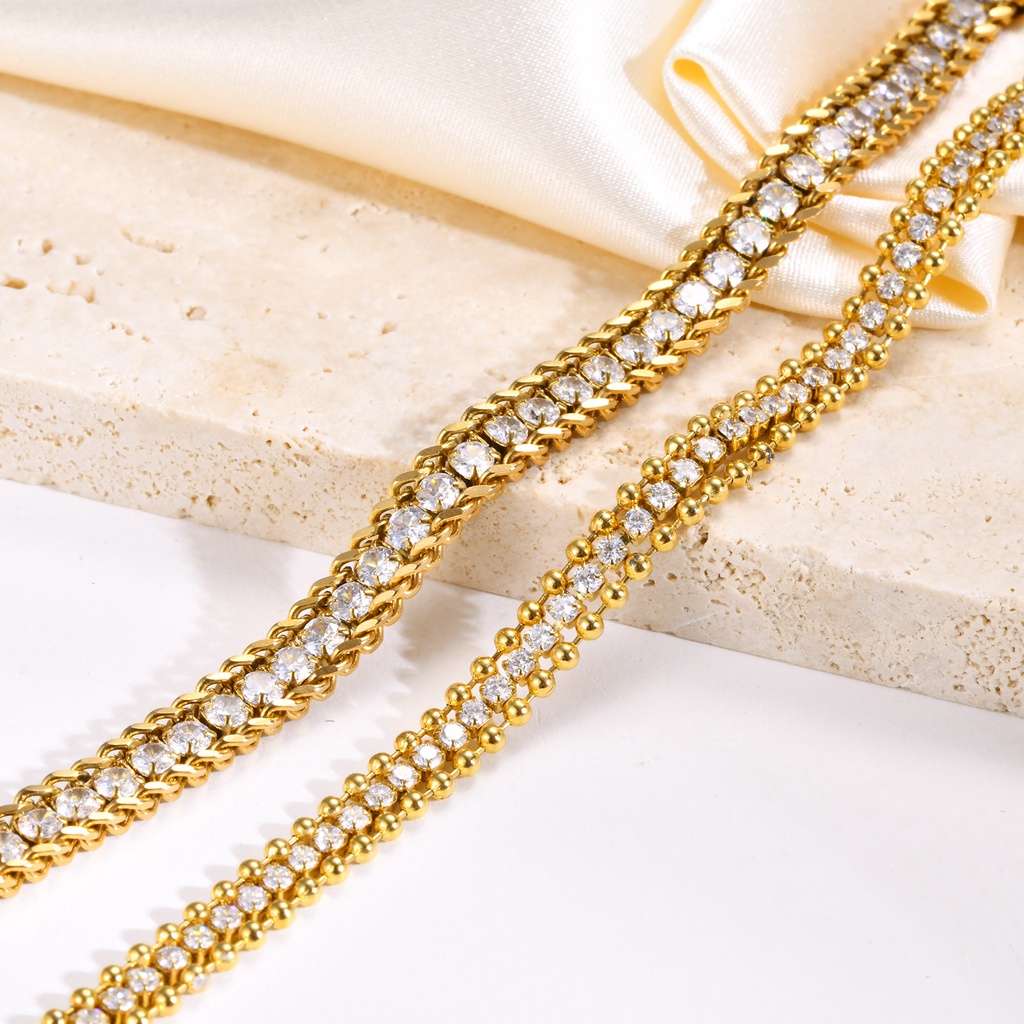 Vòng tay Vnox mạ vàng 18K đính đá zircon sáng bóng 6mm quà tặng trang sức thanh lịch cao cấp cho cô dâu