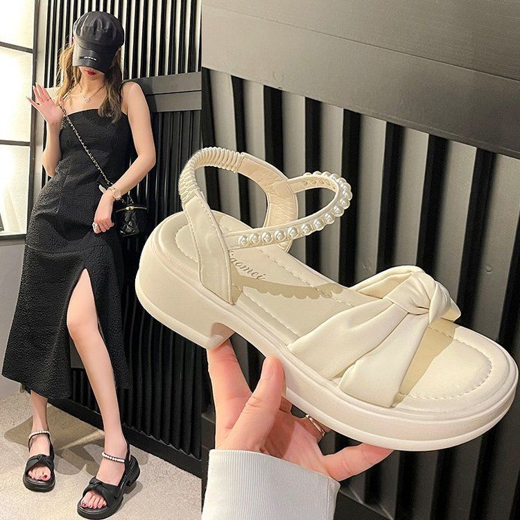 French fairy style thick-heeled high-heeled skirt sandals nữ 2023 summer new thick-soled all-match roman shoes