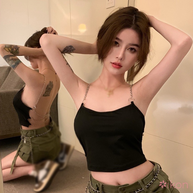 Áo Tank Top Hở Lưng Phối Dây Xích Phong Cách Mỹ Thời Trang Mùa Hè Quyến Rũ Cho Nữ