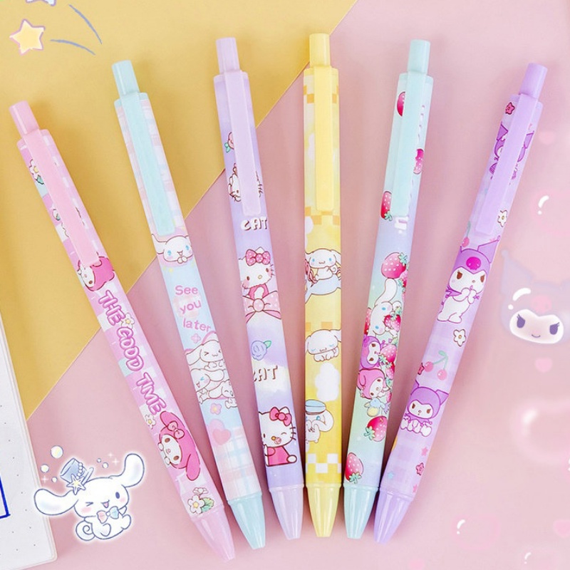 Bút Mực Gel Ngòi 0.5mm Họa Tiết Chó / Mèo Hoạt Hình Dễ Thương Cho Học Sinh