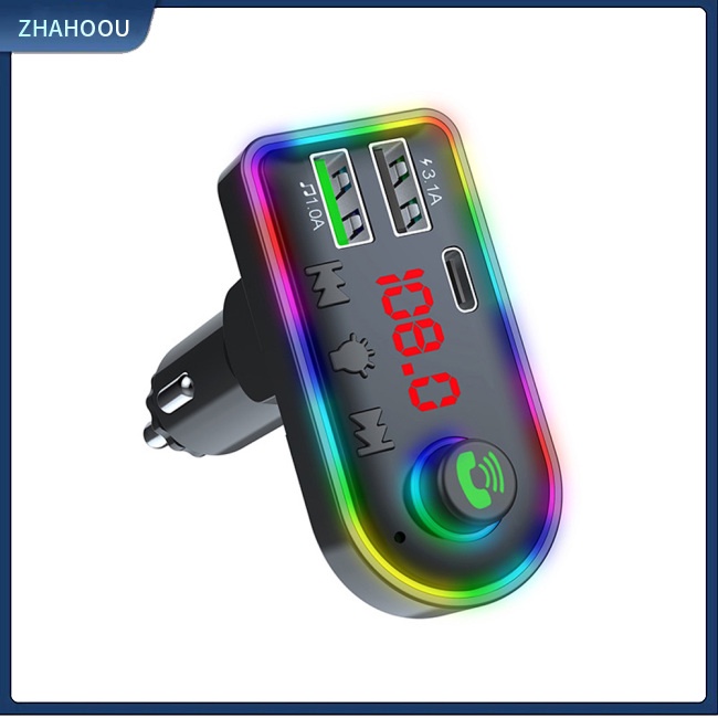 ☃Nhà Cửa☃ Tẩu Sạc F7 / f8 Kiêm Đài Fm Rảnh Tay Mp3 Có Đèn Nhiều Màu Cho Xe Hơi