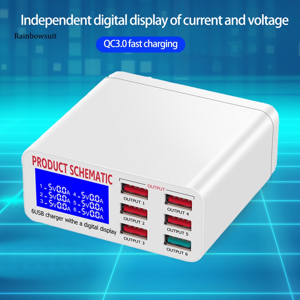 Trạm Sạc Điện Thoại / Máy Tính Bảng 6 Cổng USB Kích Thước Nhỏ Gọn Mạnh Mẽ