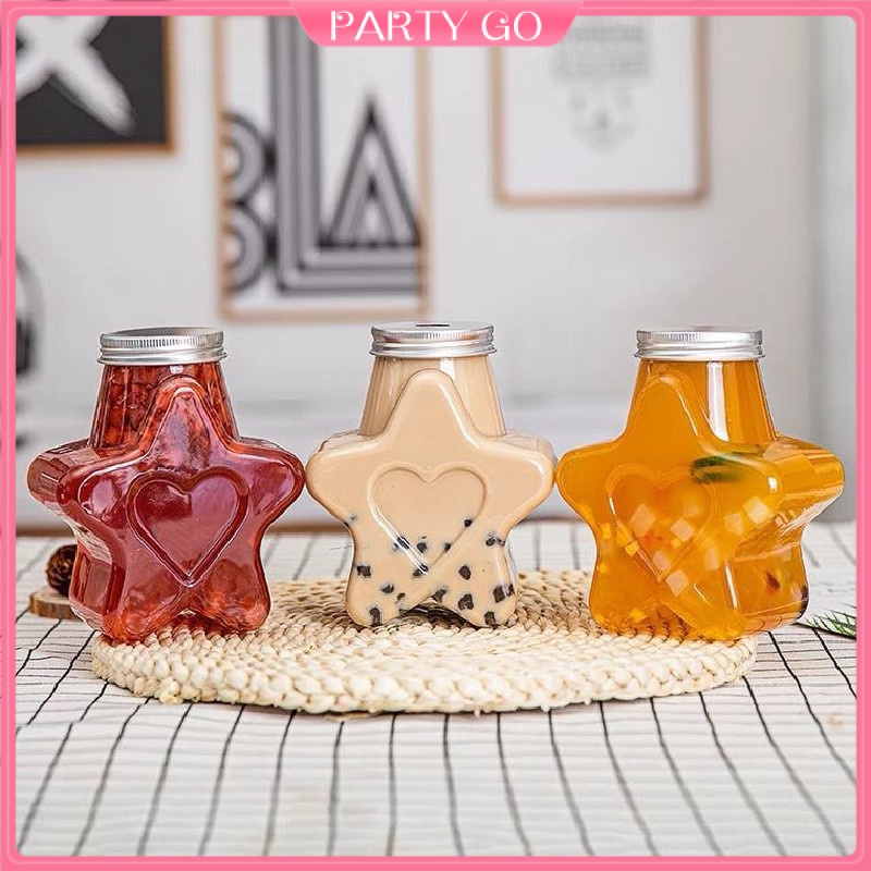 Set 5 Chai Nhựa Rỗng 500ml Hình Ngôi Sao / Trái Cây Đựng Sữa / Nước Ép