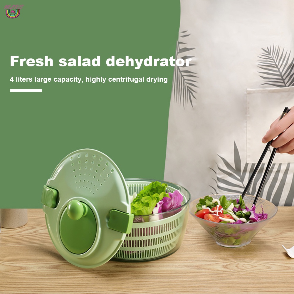 Vòng Quay Salad 4L Màu Xanh Lá Có Nắp Tái Sử Dụng Tiện Lợi