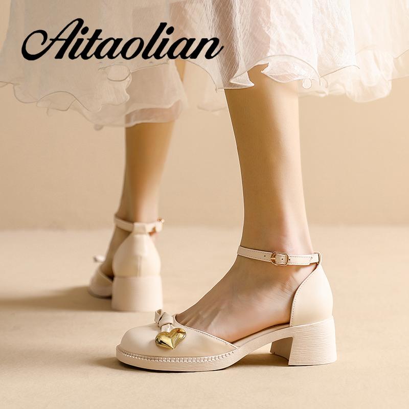 Giày Da Cao Gót 4.5cm Phong Cách retro Anh Quốc Cho Nữ