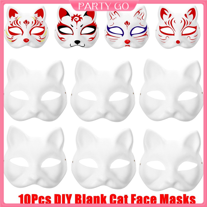Bộ 10 Mặt Nạ Hóa Trang Dự Tiệc Hình Mèo DIY