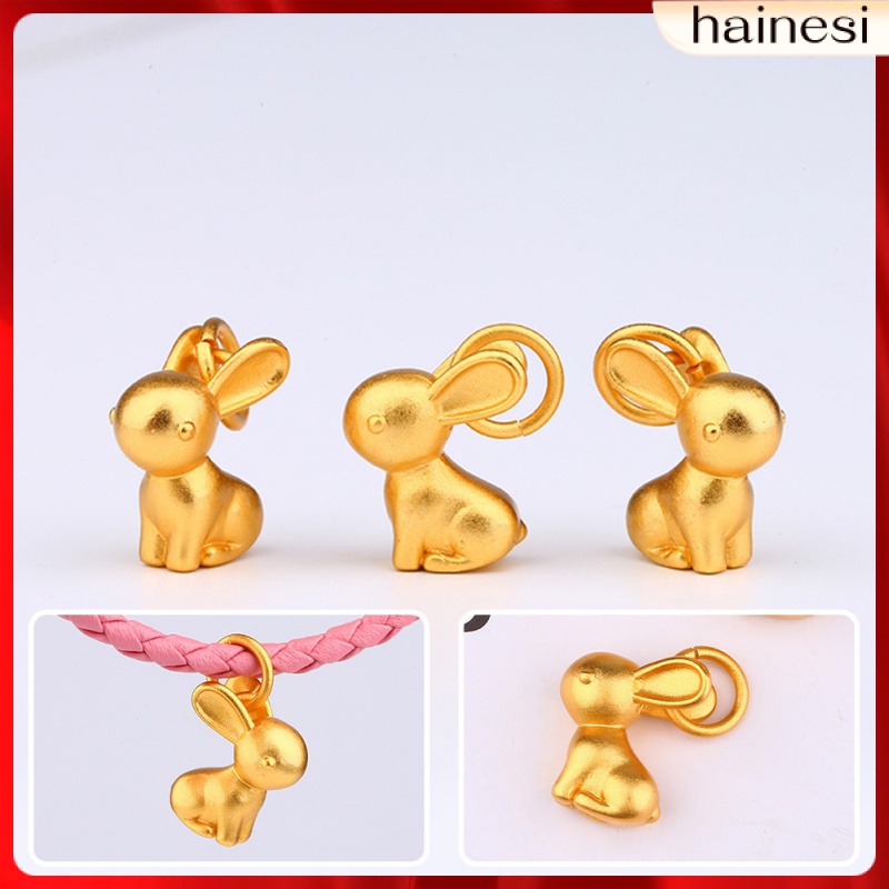 Brass Keychain Sand Gold Rabbit Pendant Easter Bunny Charms Lunar New Year Gifts Bracelet 12 Pcs