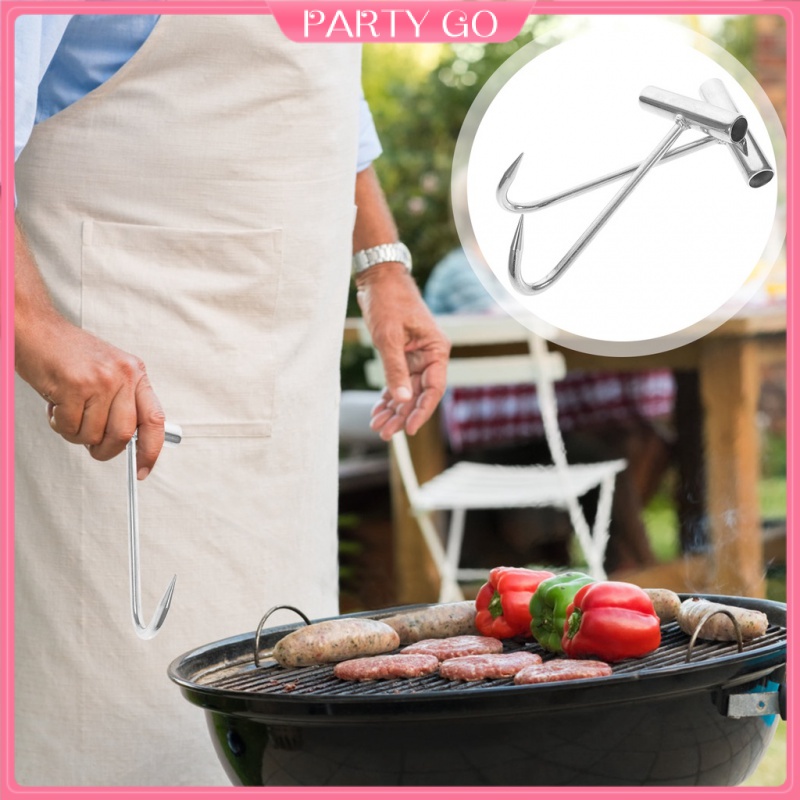 Set 2 Móc Treo Đồ Nướng Bbq Bằng Thép Không Gỉ Tái Sử Dụng Tiện Lợi