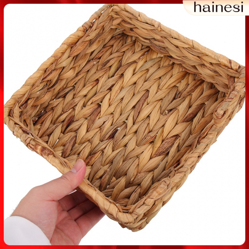 Hộp Đựng Khăn Giấy / Khăn Ăn Bằng Sợi Rơm Đan Kèm Giá Đỡ Tiện Dụng Cho Gia Đình