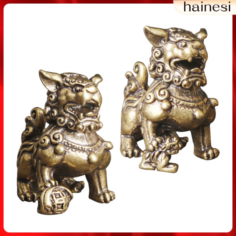 Set 2 Tượng Sư Tử Bằng Đồng Thau Trang Trí Ngoài Trời