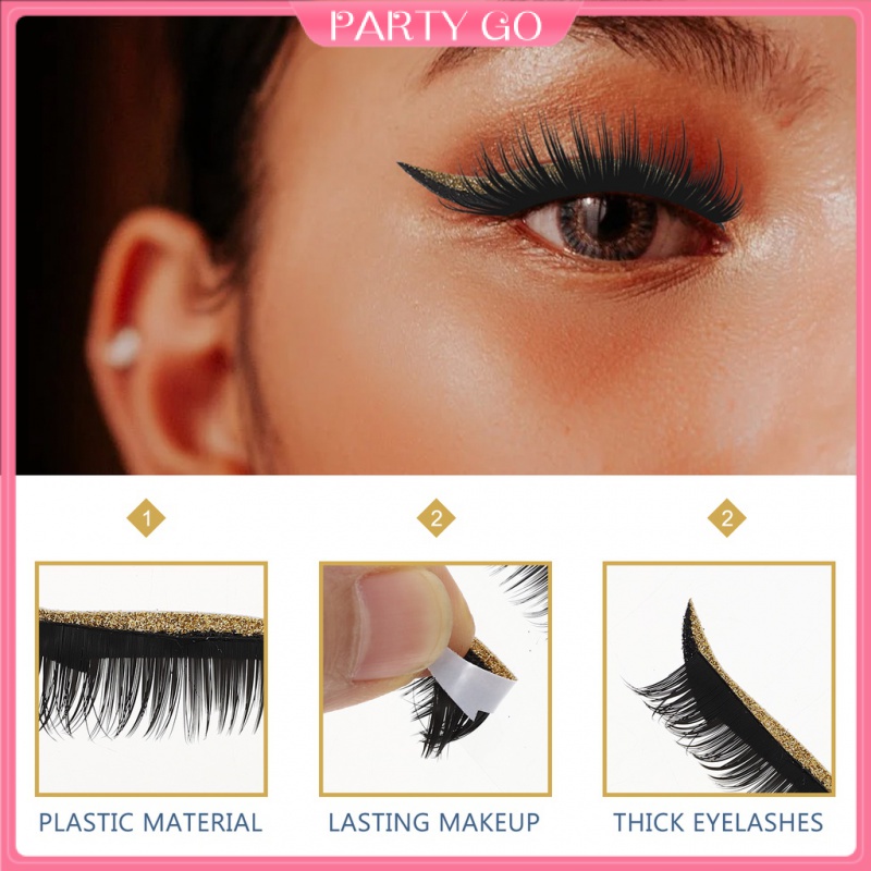 Bộ 4 Cặp Lông Mi Giả Lấp Lánh Tự Dính Chống Thấm Nước Cho Nữ