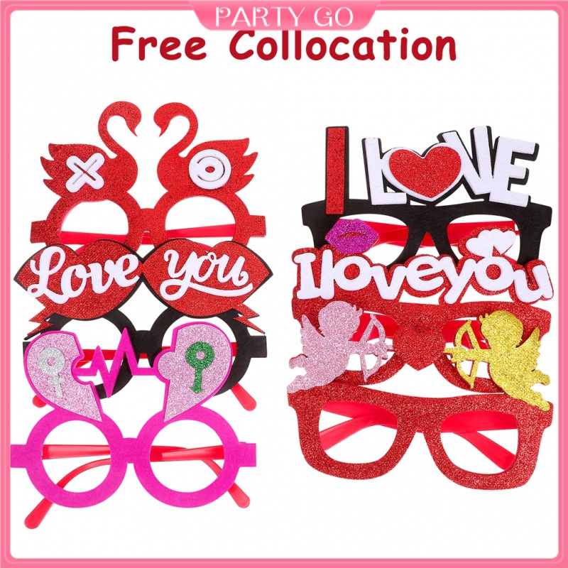 Set 6 Kính Mát Hình Trái Tim Thần Cupid Trang Trí Đám Cưới / Valentines