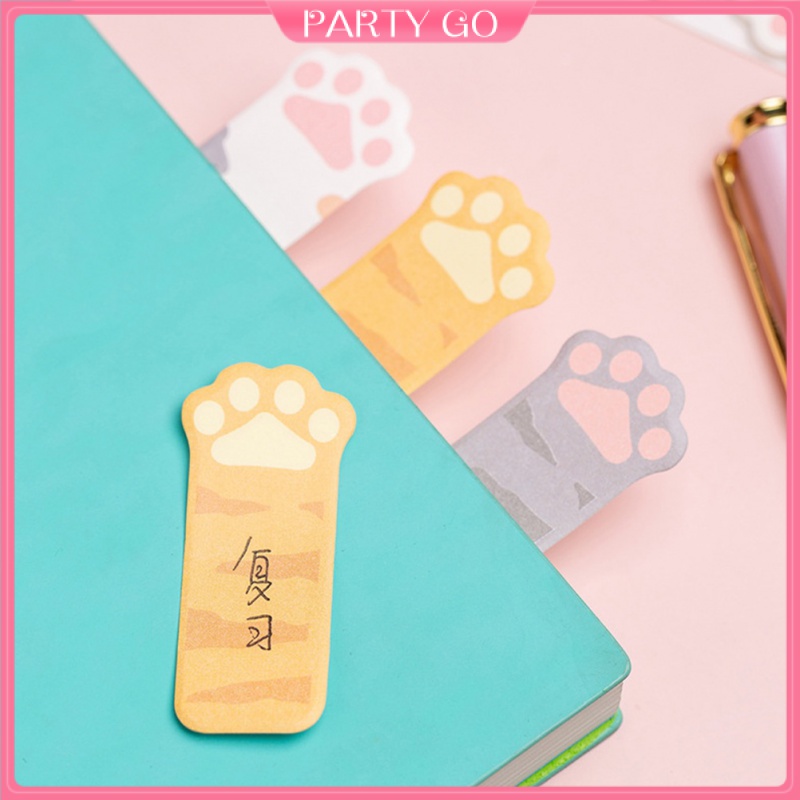 Set 3 Tấm Giấy Ghi Chú Tự Dính Hình Bàn Chân Mèo Hoạt Hình Dễ Thương Đa Ứng Dụng
