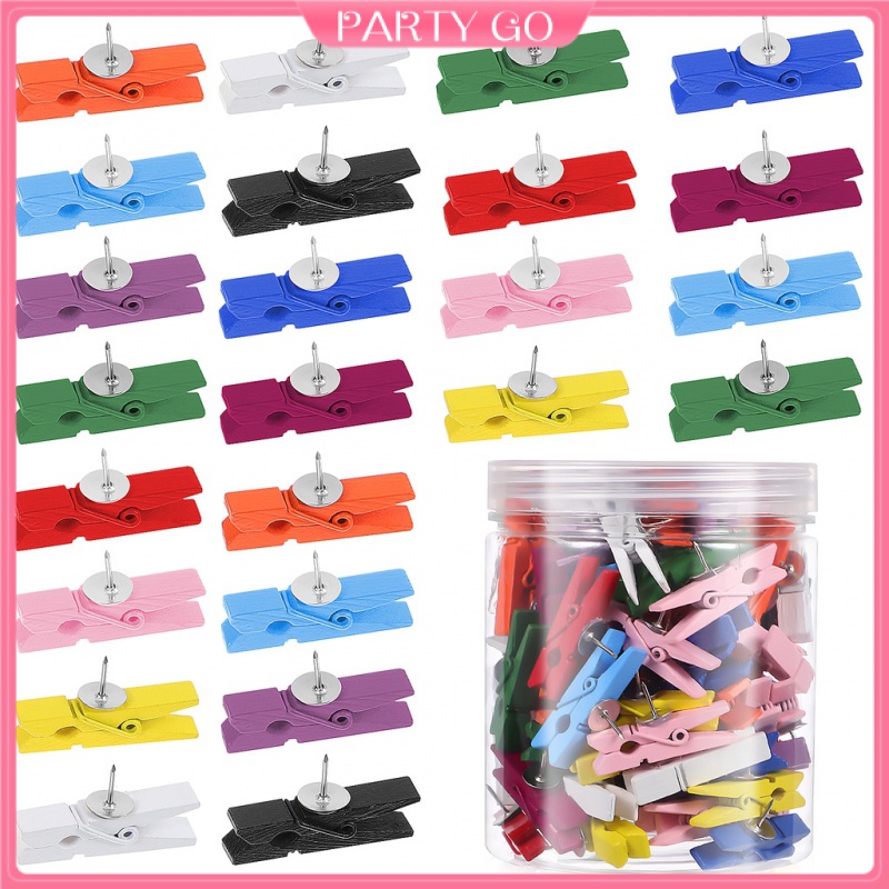 100Pcs Wooden Clips Push Tacks for Cork Board Artwork for Crafts Arts Projects Photo Supplies