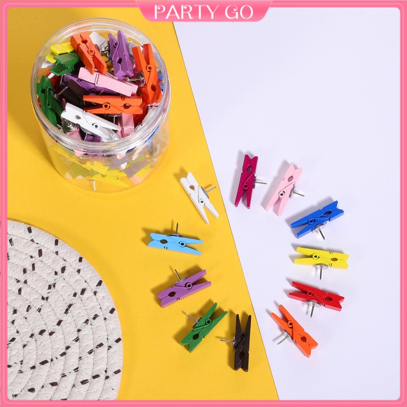 100Pcs Wooden Clips Push Tacks for Cork Board Artwork for Crafts Arts Projects Photo Supplies