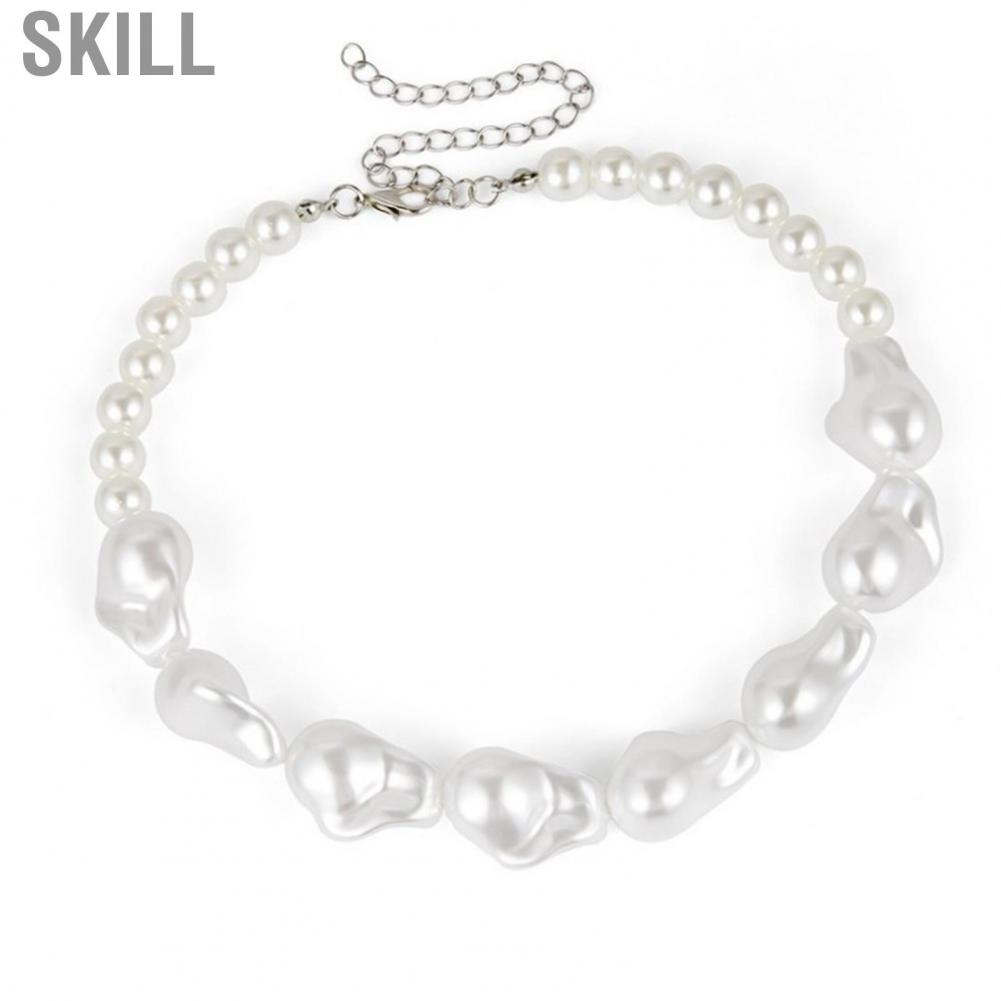 Skill Women Faux Pearl Necklace  Irregular Shape Baroque White Simple for Home Girl