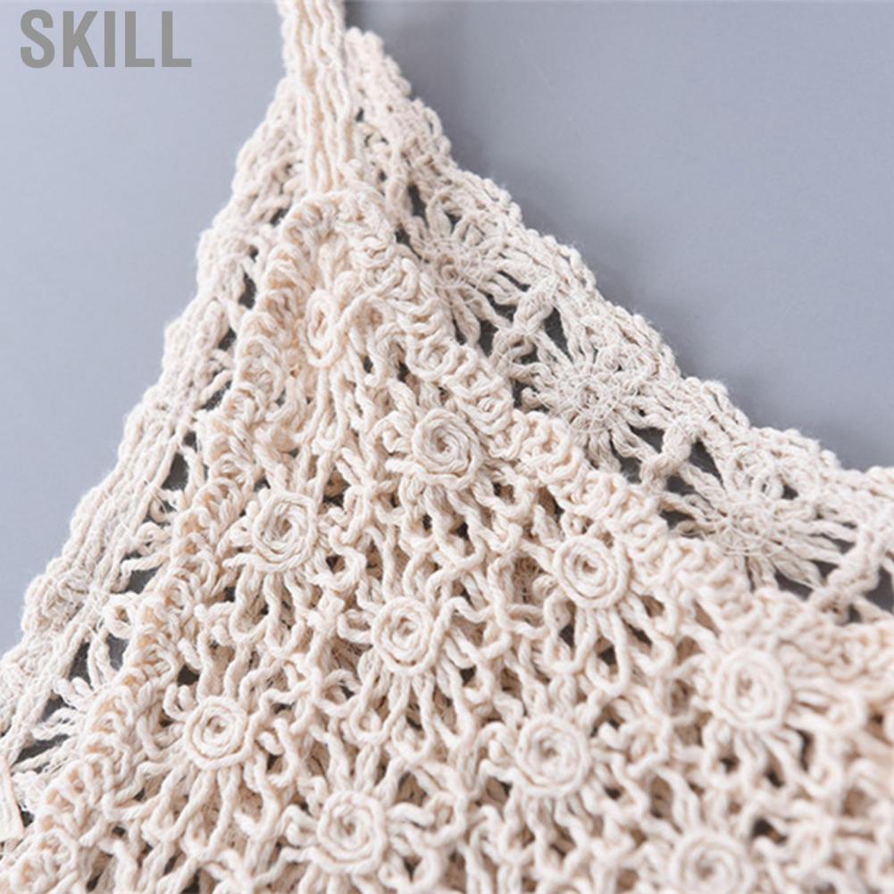 Skill Spaghetti Strap Shirt  Embroidered Comfortable Top Girlish Knitted for Holiday