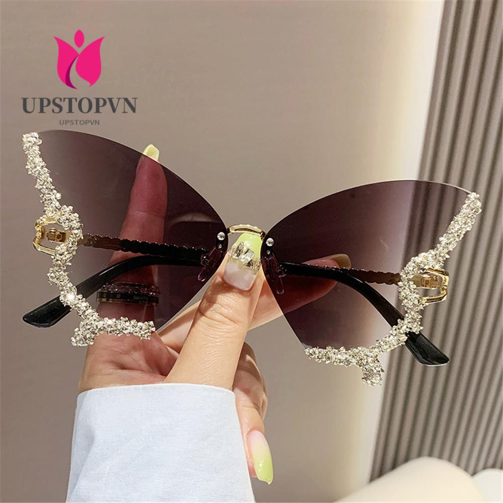 Kính Mát Y2K Tròng Tím Thời Trang Cho Nữ|Kính Mát Đính Kim Tuyến Lấp Lánh