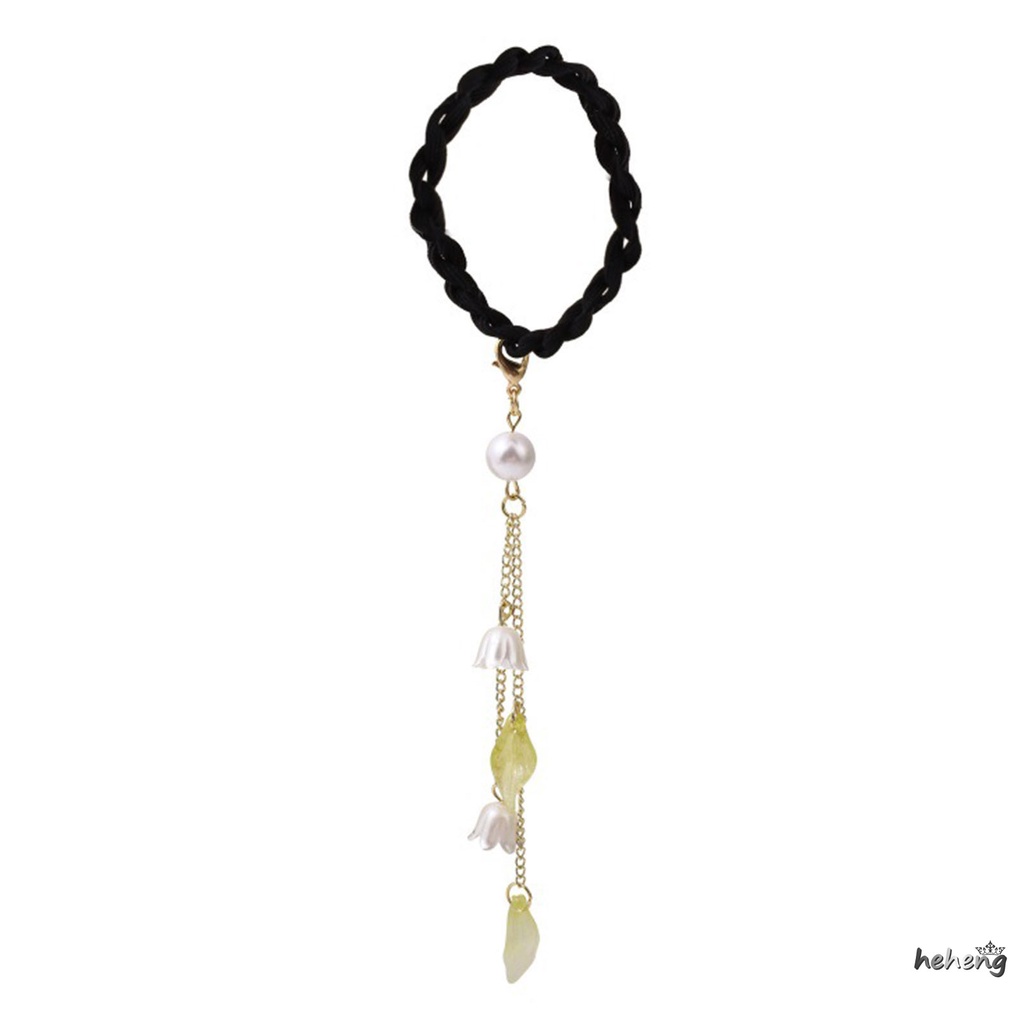 Dây Buộc Tóc Cao Su Đính Ngọc Trai Tua Rua Phong Cách Trung Hoa Cổ Điển