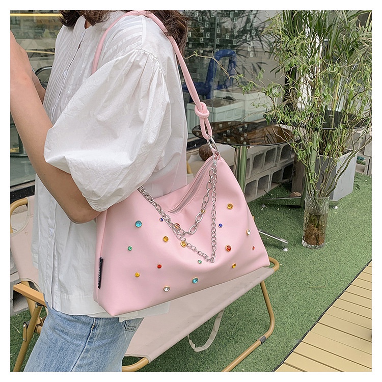 Túi Xách Tote Cỡ Lớn Đính Kim Cương Bạc Thời Trang Cao Cấp