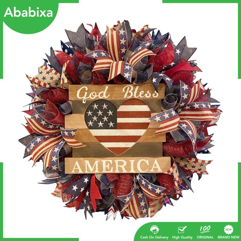 Vòng Hoa Lá Cờ Mỹ Nhân Tạo Treo Cửa Trước Trang Trí Tiệc 40cm 4th