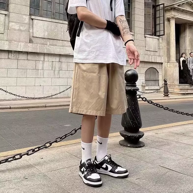 Quần Short Thể Thao Đi Biển Mùa Hè Mỏng Dáng Rộng Cỡ Lớn Thoải Mái Phong Cách Hồng Kông Mới Cho Nam