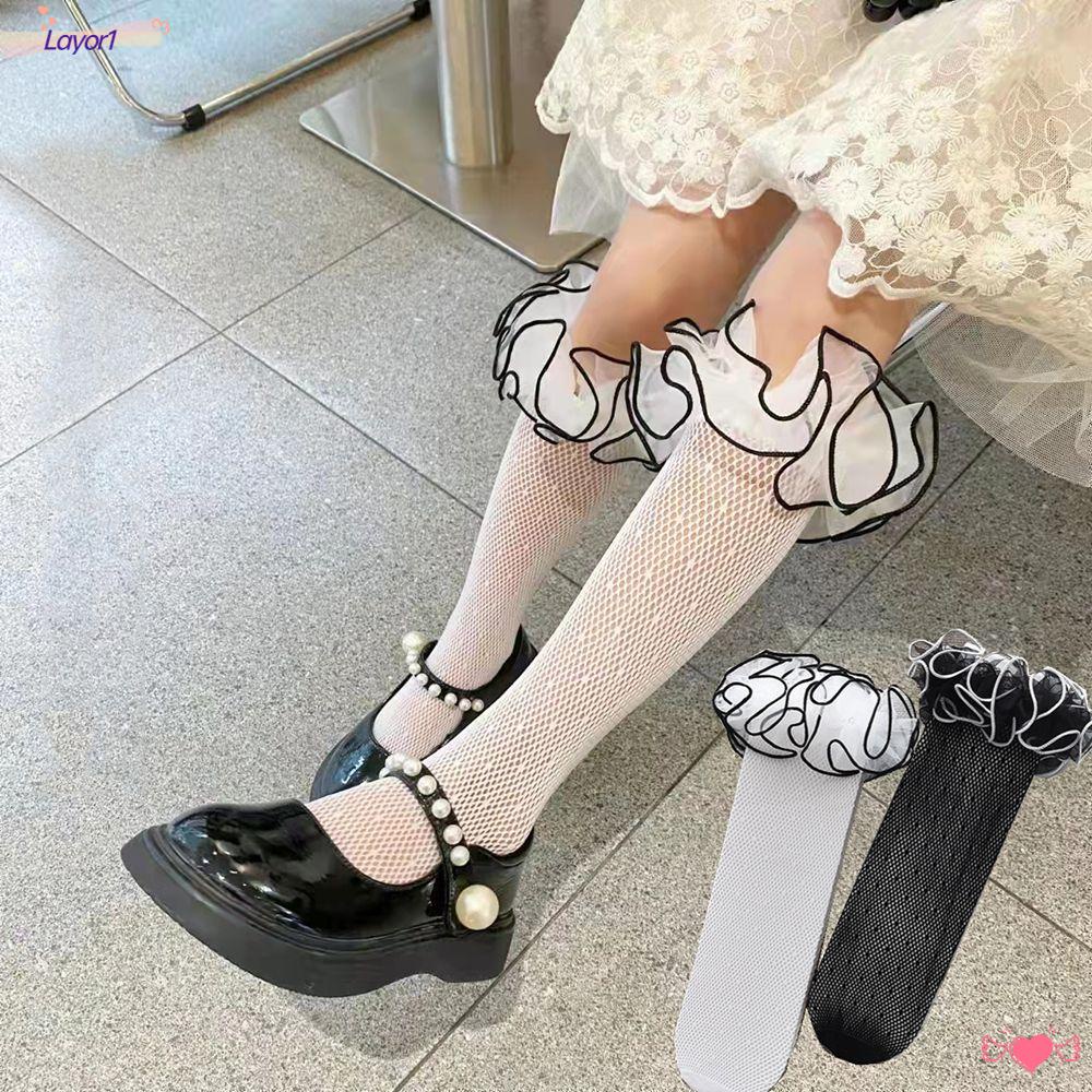 Layor1 Quần Tất Ren Dài Đến Đầu Gối Co Giãn Đáng Yêu Thời Trang Làm Quà Tặng Cho Bé Gái