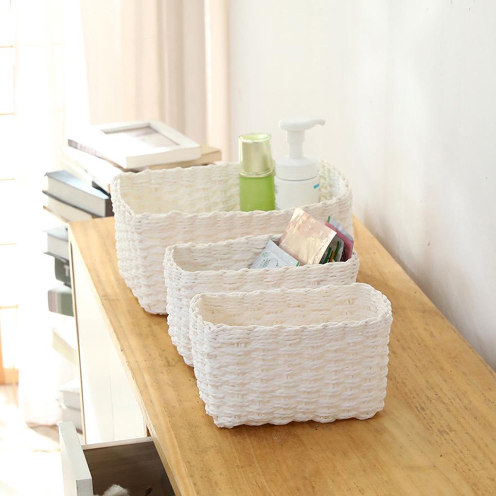 Set 3 Giỏ Đan Mây Hình Chữ Nhật Đựng Đồ Đa Năng Tiện Dụng