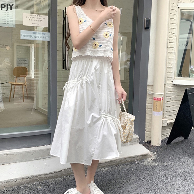 Áo Dệt Kim Sát Nách Thêu Hoa Cúc Thời Trang Mùa Hè Cho Nữ PJ