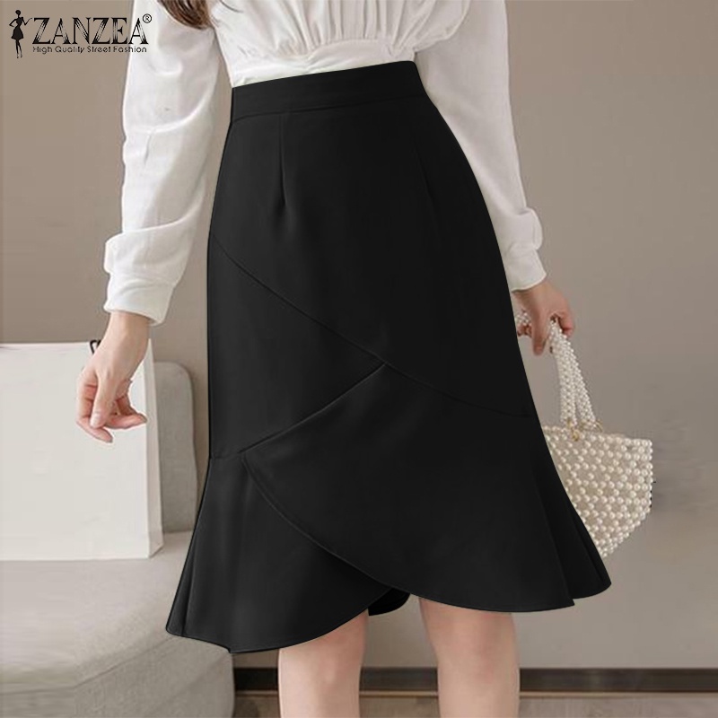 Chân váy midi ZANZEA dáng dài lưng cao thời trang nữ tính