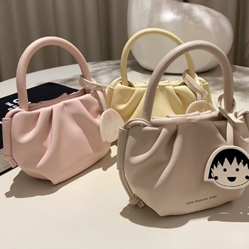 Túi Đeo Chéo Hình Đám Mây Mềm Mại Màu Trơn Dễ Thương Cho Nữ