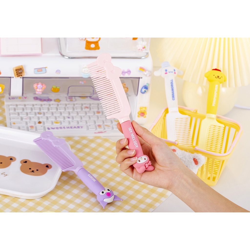 Lược Chải Tóc Răng Cưa Kuromi Bằng Silicon Cỡ Nhỏ Hình Trái Tim Hoạt Hình Dễ Thương Cho Bé Gái