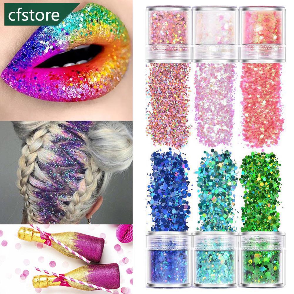 Set 12 Hộp Sequin Lấp Lánh Nhiều Kích Cỡ Trang Trí Móng Nghệ Thuật O3Y4