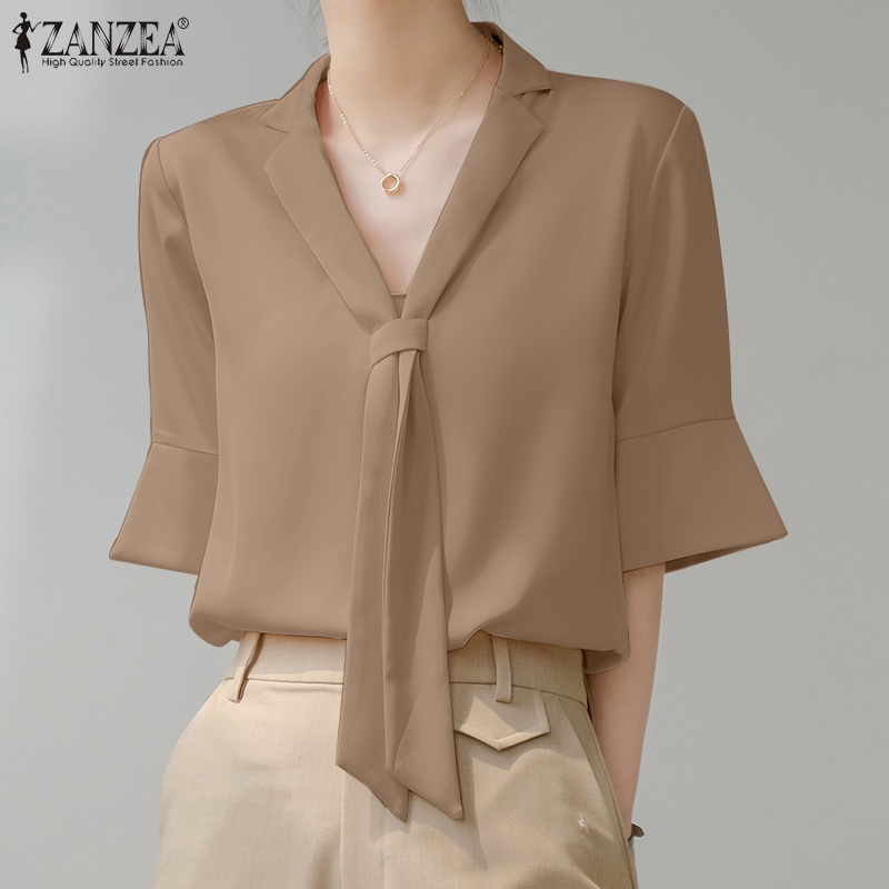 Zanzea Áo Nữ Tay Lửng Cổ Chữ V Thời Trang Hàn Quốc