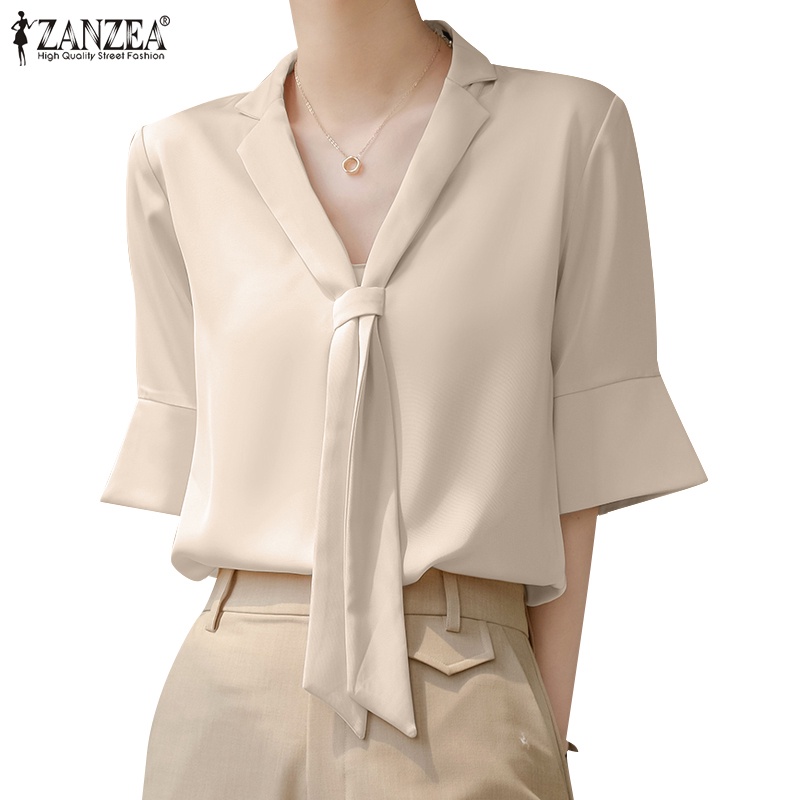 Zanzea Áo Nữ Tay Lửng Cổ Chữ V Thời Trang Hàn Quốc