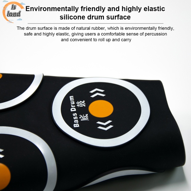 Bộ Trống Điện Tử Cuộn Tròn 9 Đệm Bằng Silicone Kèm Chức Năng Ghi Âm Dành Cho Trẻ Em Mới Bắt Đầu