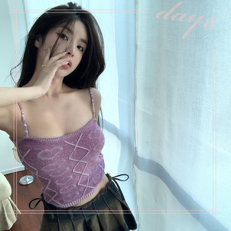 Áo Croptop Dệt Kim Màu Sắc Trơn Phong Cách Hàn Quốc Quyến Rũ Cho Nữ