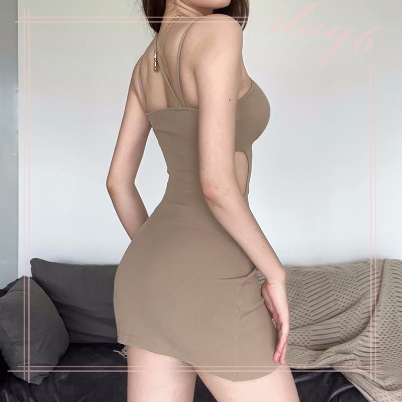 Đầm Hai Dây Mỏng Không Tay Khoét Lỗ Phong Cách Mỹ Cổ Điển Dành Cho Nữ