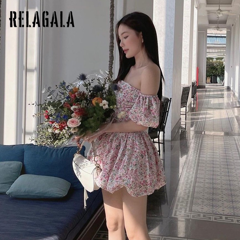 Relagala Đầm Dáng Chữ A Hai Dây Họa Tiết Hoa Thời Trang 2023 Cho Nữ