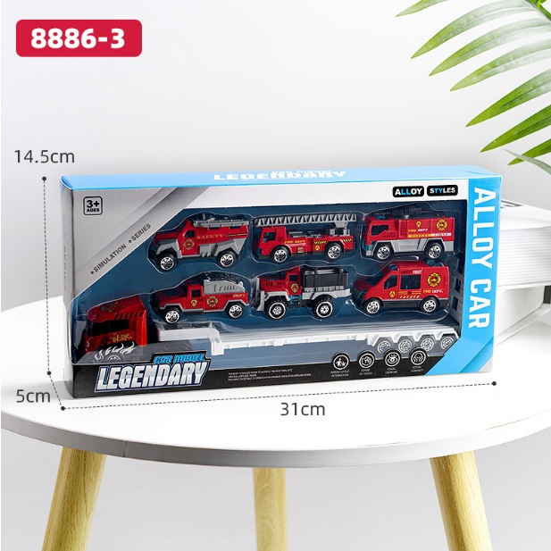 [Hàng sẵn] Đồ Chơi Xe Trượt Bằng Hợp Kim Kỹ Thuật Gồm Xe Cảnh Sát Cứu Hỏa Quân Sự