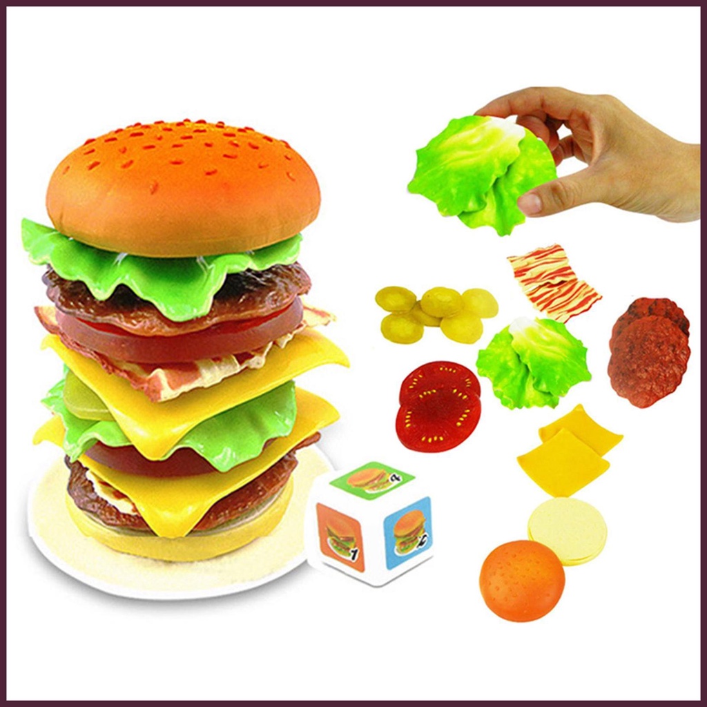 Đồ Chơi Xếp Chồng Lên Nhau Hình Hamburger Nhiều Màu Cho Trẻ Em