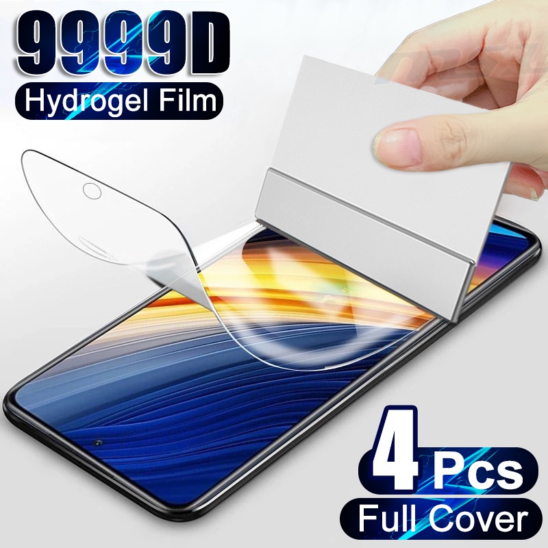 Set 4 Phim Hydrogel Dán Bảo Vệ Màn Hình Điện Thoại Xiaomi Poco X3 X4 Pro X5 F3 F4 GT Poco M3 M4 Pro M5s C3 C31