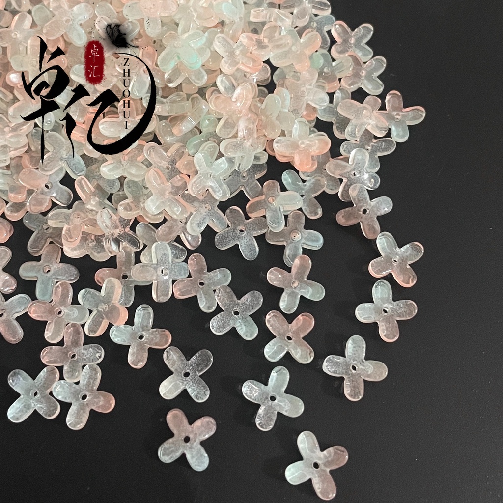 Set 100 Hạt Xỏ Lỗ Hình Hoa 12mm Dùng Để Làm Đồ Trang Trí Tóc Giá Đỡ