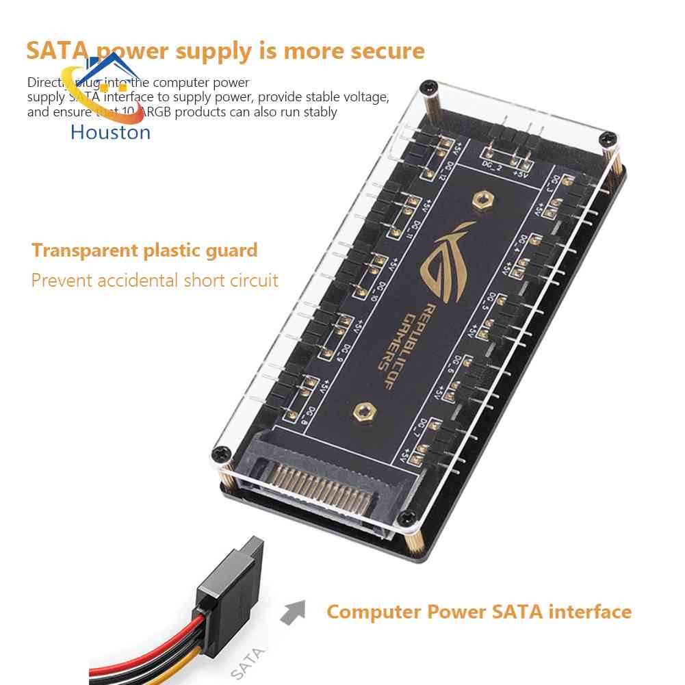 Hub Chia Cổng Quạt 4Pin / SATA RGB 5V / 3Pin ARGB Kèm Dây Cáp Mở Rộng Cho Bảng Mạch ASUS