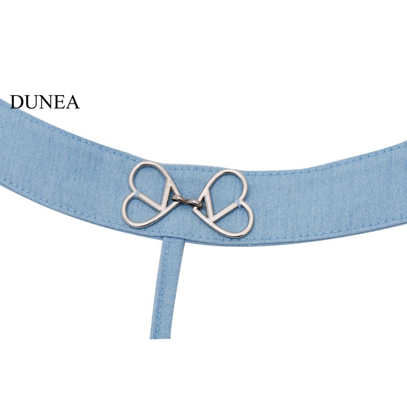 DUNEA Áo Yếm Denim Ngắn Trang Trí Hình Bướm Ngôi Sao Năm Cánh Cho Nữ