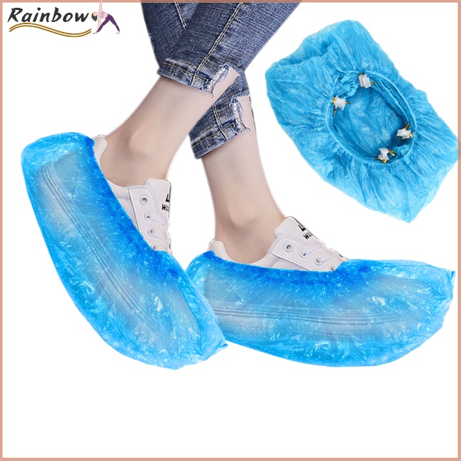 Bộ 100 Vỏ Bọc Giày Bằng Nhựa Chống Trượt Dùng Một Lần Tiện Lợi