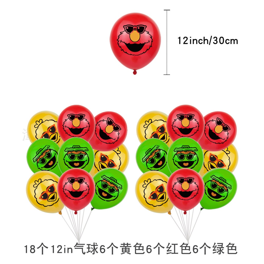 Bộ Bong Bóng Trang Trí Tiệc Sinh Nhật Chủ Đề Sesame Street