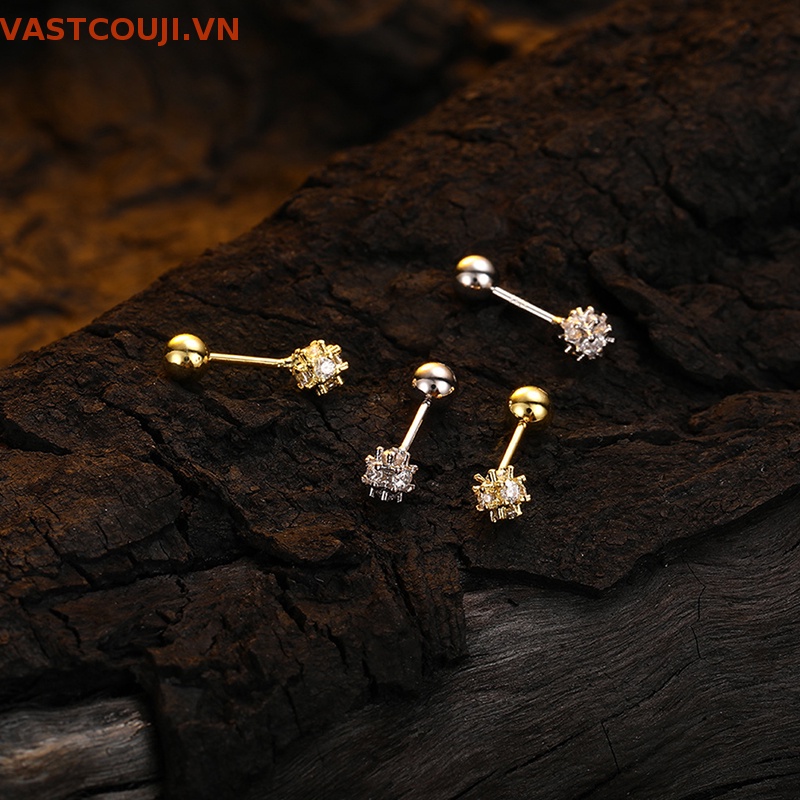 1 Đôi Khuyên Tai Nữ Đính Đá 5mm Thời Trang