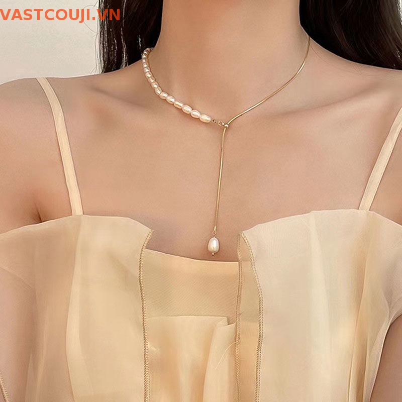 Vòng cổ Chữ Y Đính Ngọc Trai Phong Cách Cổ Điển Cho Nữ